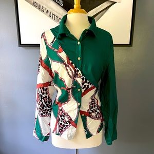 SHEIN SXY Chain And Leopard Print Shirt